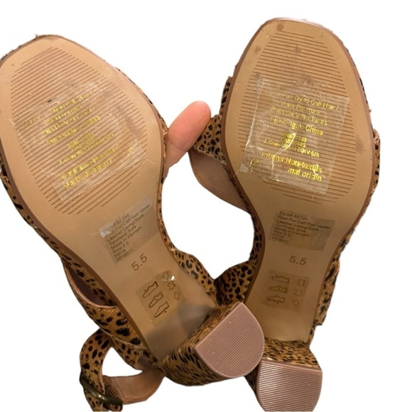 Madewell The Liv Sandal Heels 5.5 Mini Leopard Calf Hair Ankle Strap - Picture 6 of 6